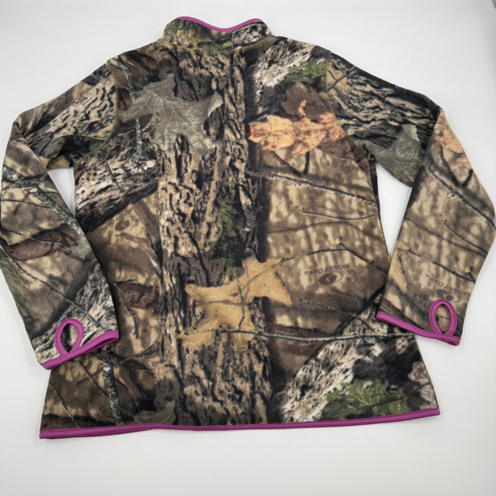 Mossy‎ Oak Fleece Jacket Girls Large 12-14 Camo Pink Trim Full Zip Mock Neck - Picture 7 of 8